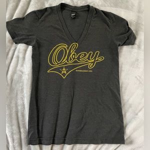 Vintage Obey Women’s Deep V-Neck T-Shirt